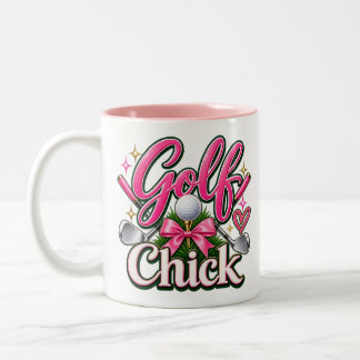 Tasse 2 Couleurs Conception de poulette de golf rose mignonne