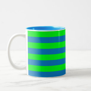 Tasse 2 Couleurs Conception de rayures bleues et vertes