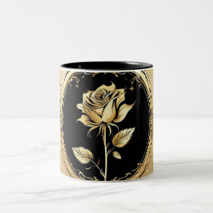 Tasse 2 Couleurs Conception de rose artistique dorée avec détails o