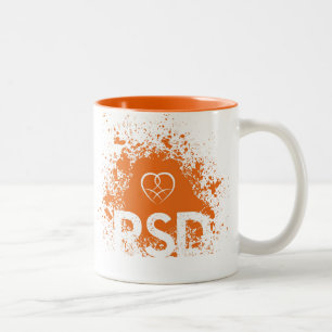 Tasse 2 Couleurs Conception de ruban et de coeur de la peinture de