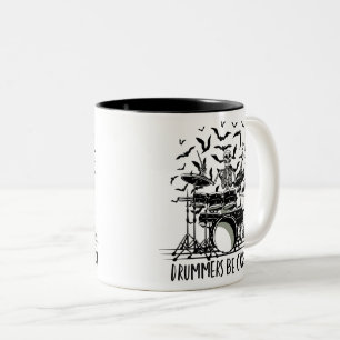 Tasse 2 Couleurs Conception de squelette de batteur fou