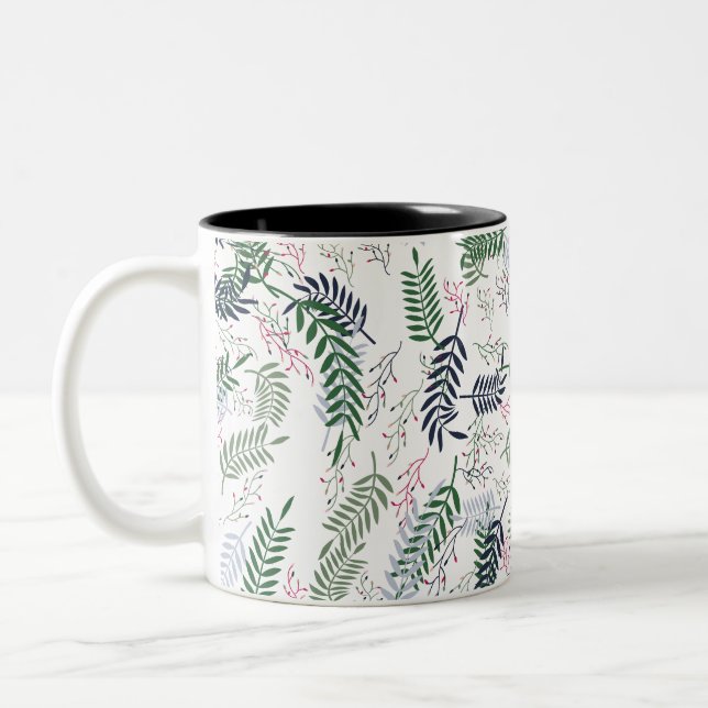 Tasse 2 Couleurs Conception florale de feuilles et d'accents inspir (Gauche)