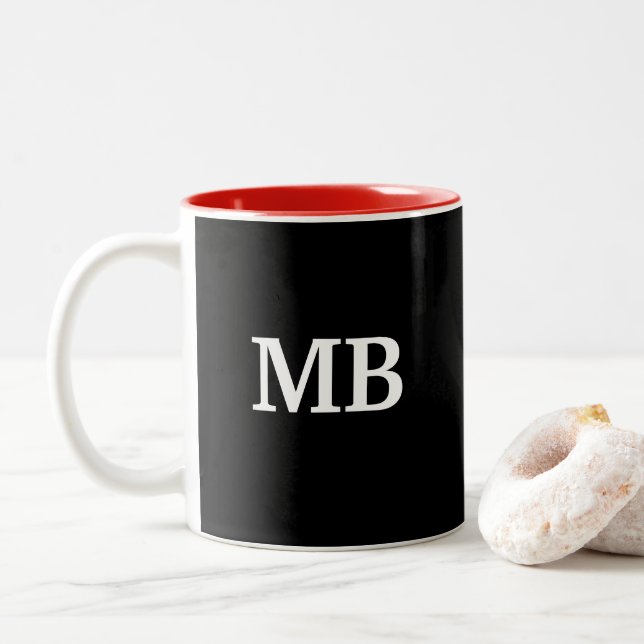 Tasse 2 Couleurs Conception moderne du monogramme des hommes (Avec donut)
