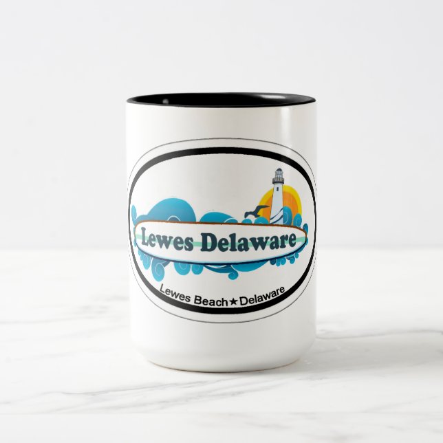 Tasse 2 Couleurs Conception ovale de plage de Lewes (Centre)