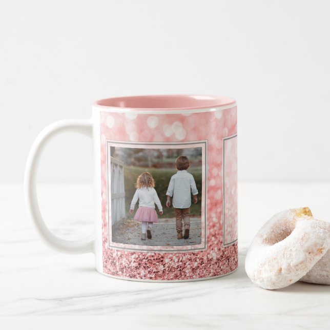 Tasse 2 Couleurs Conception rose des images w/Text des parties (Avec donut)