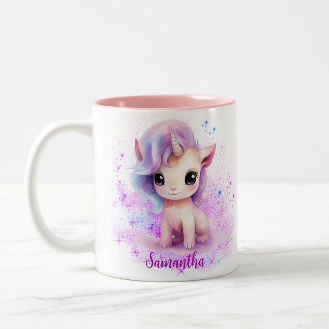 Tasse 2 Couleurs Conception Unicorne personnalisée (Gauche)