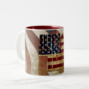 Tasse 2 Couleurs Conception vintage de la fête d'indépendance du 4 