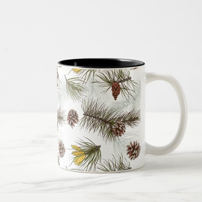 Tasse 2 Couleurs Cônes de pin d'automne (Droit)