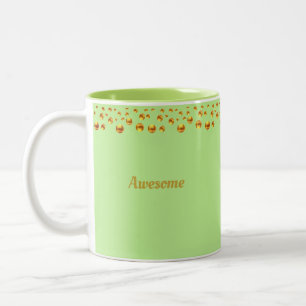 Tasse 2 Couleurs Confettis dorés et texte personnalisé sur fond ver