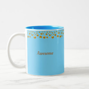 Tasse 2 Couleurs Confettis dorés et texte personnalisé sur turquois