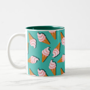 Tasse 2 Couleurs Congés gaufres crème glacée et motif de yaourt con