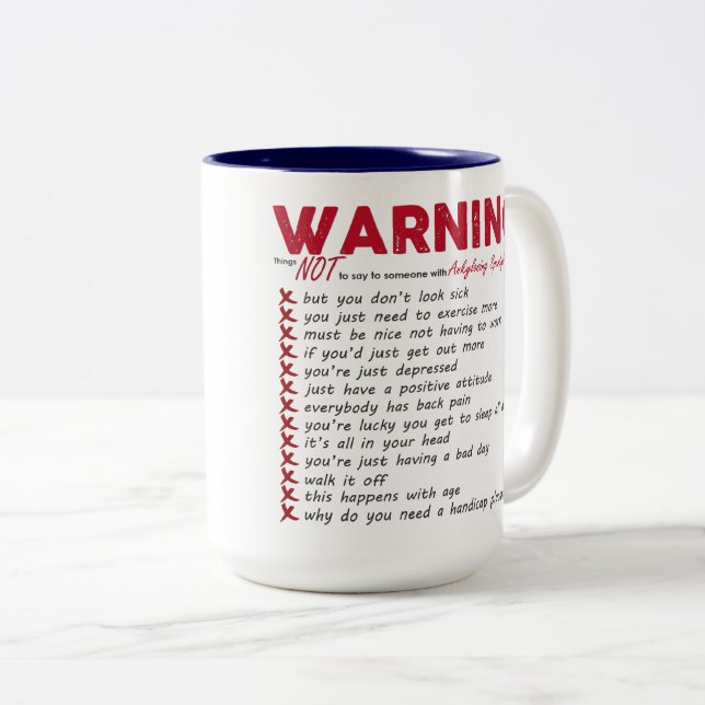 Tasse 2 Couleurs Conscience de spondylarthrite ankylosante grande (Devant droit)