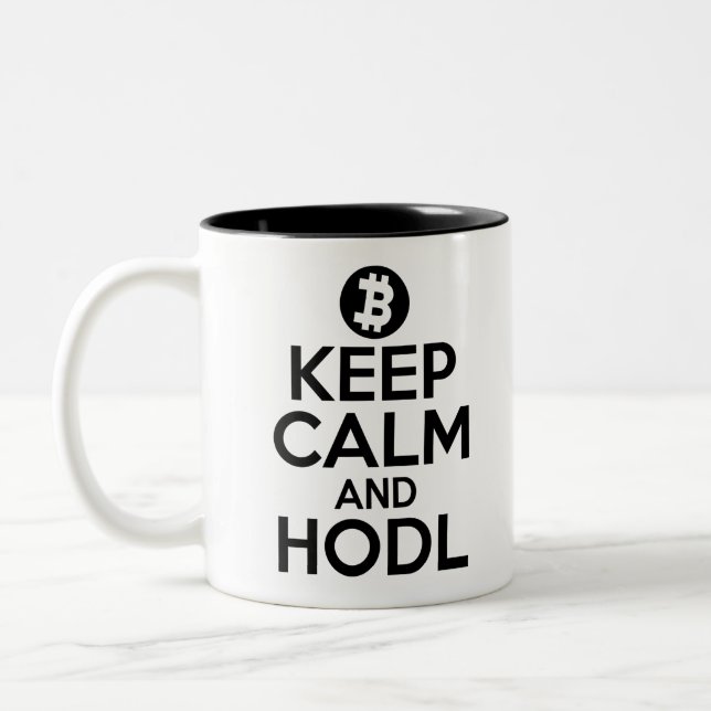 Tasse 2 Couleurs Conserver le calme et la HODL (Gauche)