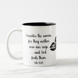 Tasse 2 Couleurs Considérez le Ravens Luke 12:24 Ne vous inquiétez 