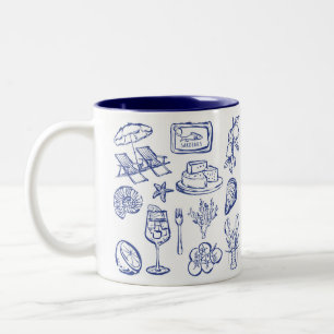 Tasse 2 Couleurs Contour de la vie méditerranéenne