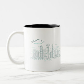 Tasse 2 Couleurs Contour de l'horizon de Seattle