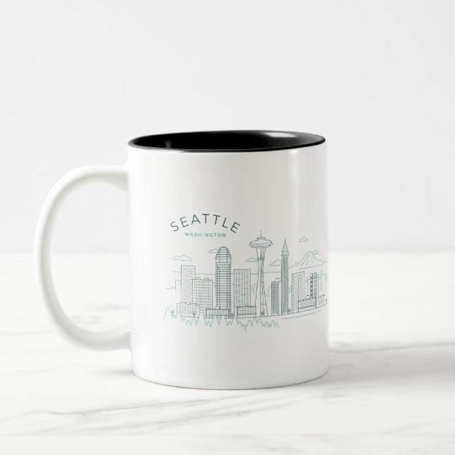 Tasse 2 Couleurs Contour de l'horizon de Seattle (Gauche)