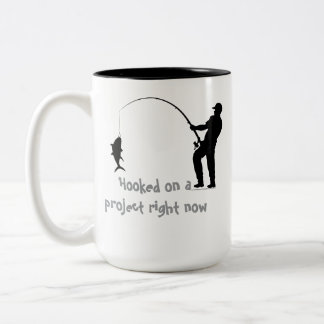 Tasse 2 Couleurs Contour de pêcheur amusant & Texte