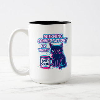 Tasse 2 Couleurs Conversation du matin ? Ou menace ? Chat 