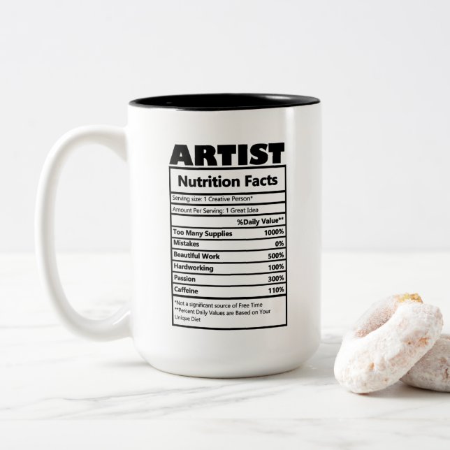 Tasse 2 Couleurs cool Artiste faits (Avec donut)