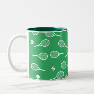 Tasse 2 Couleurs Cool Blanc Retro Raquettes de Tennis Motif Vert