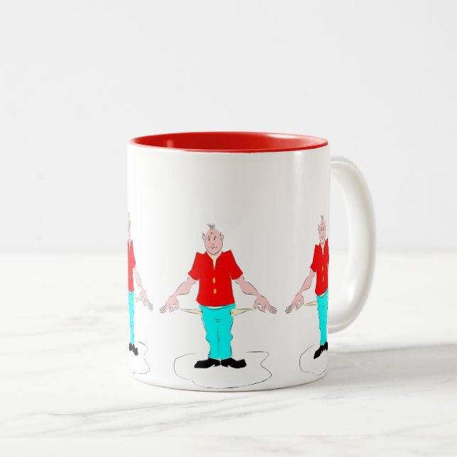 Tasse 2 Couleurs Cool Funny Broke Vieux Homme Caractère (Devant droit)