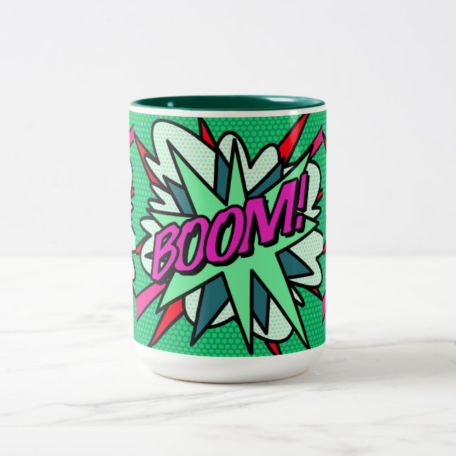 Tasse 2 Couleurs Cool Moderne Bande dessinée BOOM Fun (Centre)