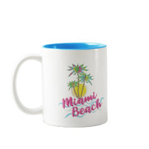 Cool Pink-Miami-Plage-Floride Graphic Cof à deux t