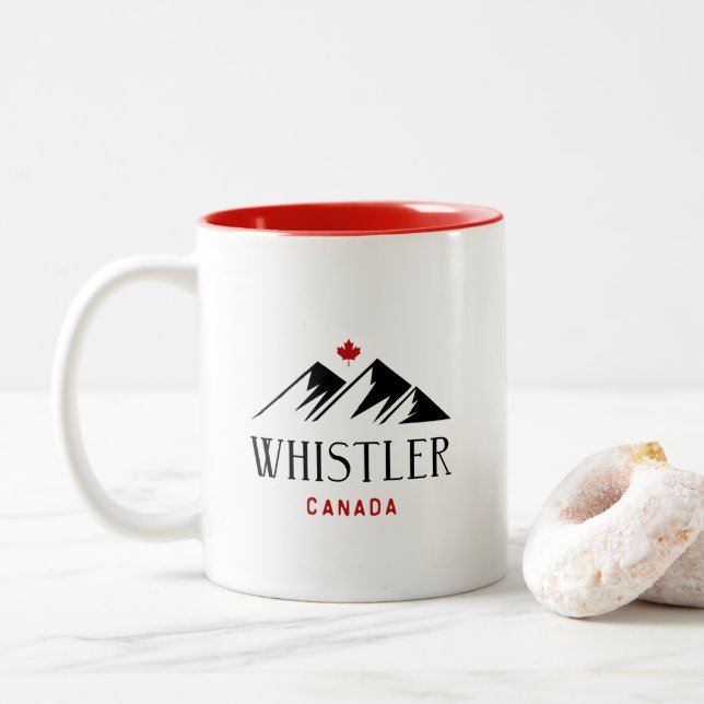 Tasse 2 Couleurs Cool Whistler Canada Mountains Maple Leaf (Avec donut)