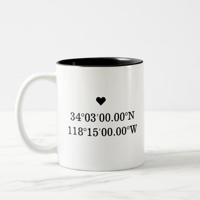 Tasse 2 Couleurs Coordonnées personnalisées Longitude Latitude Vale (Gauche)