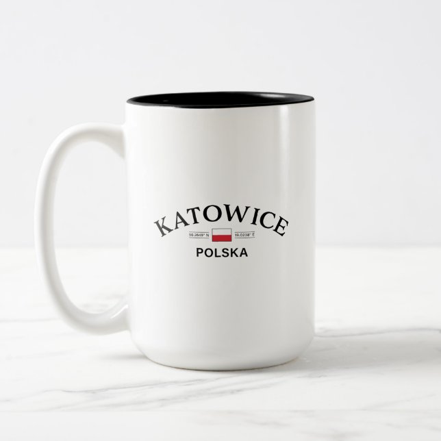 Tasse 2 Couleurs Coordonnées polonaises Katowice Polska (Pologne) (Gauche)
