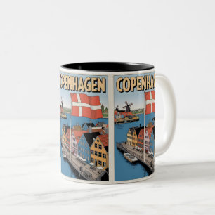Tasse 2 Couleurs Copenhague vintage maisons colorées cadeaux