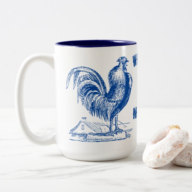Tasse 2 Couleurs Coq et ferme de l'époque victorienne (Avec donut)