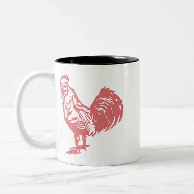 Tasse 2 Couleurs Coq Rouge de Style Presse à Caractères (Gauche)