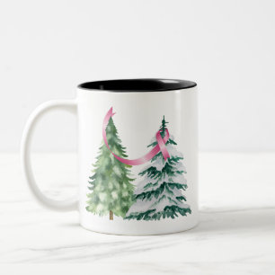 Tasse 2 Couleurs Coquette Arbre de Noël, Sensibilisation au cancer 