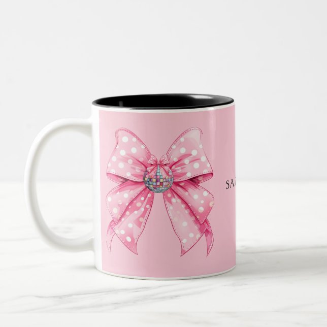 Tasse 2 Couleurs Coquette Girinine Disco Ball Pink Bow (Gauche)
