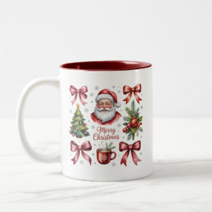 Tasse 2 Couleurs Coquette Rouge Rétro Noël Cute Fêtes De Noël