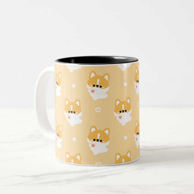 Tasse 2 Couleurs Corgi mignon (Devant gauche)