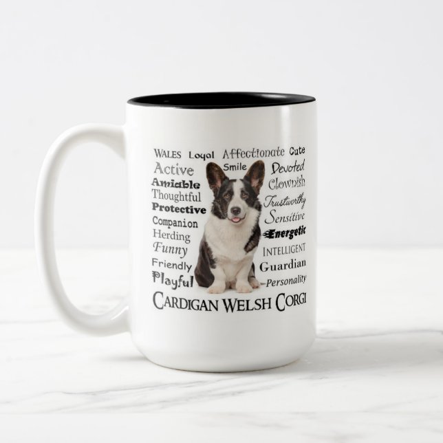 Tasse 2 Couleurs Corgi Traits (Gauche)