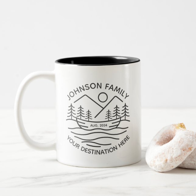 Tasse 2 Couleurs Correspondance de groupe de vacances sur mesure Fa (Avec donut)