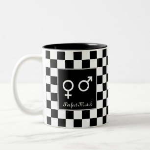 Tasse 2 Couleurs Correspondance Parfaite sur Échiquier Noir & Blanc