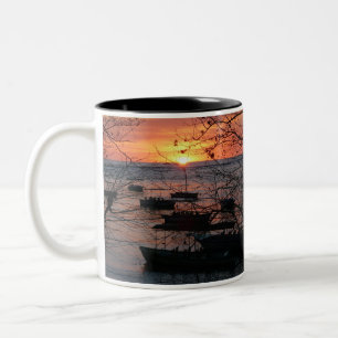 Tasse 2 Couleurs Costa Rica Coucher De Soleil Avec Bateaux Ancré Mu