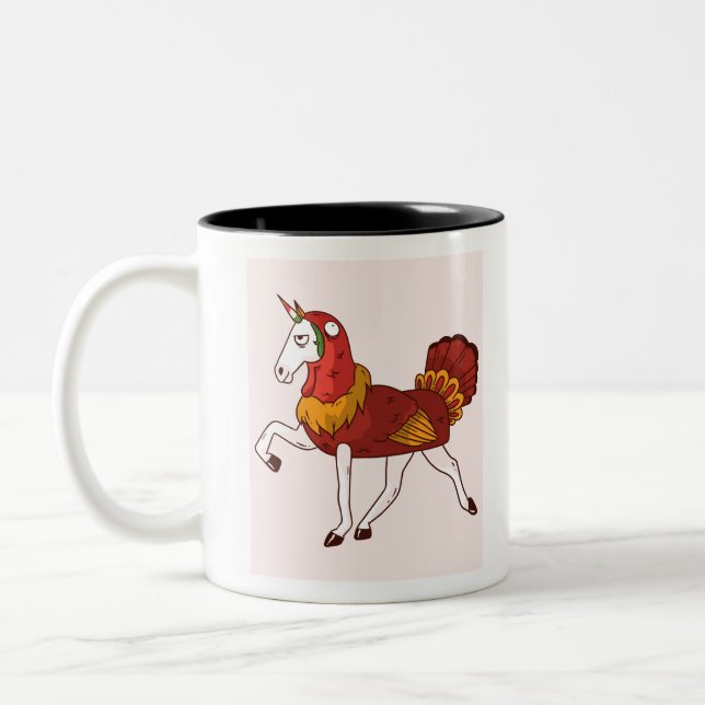 Tasse 2 Couleurs Costume de dinde unicorne (Gauche)
