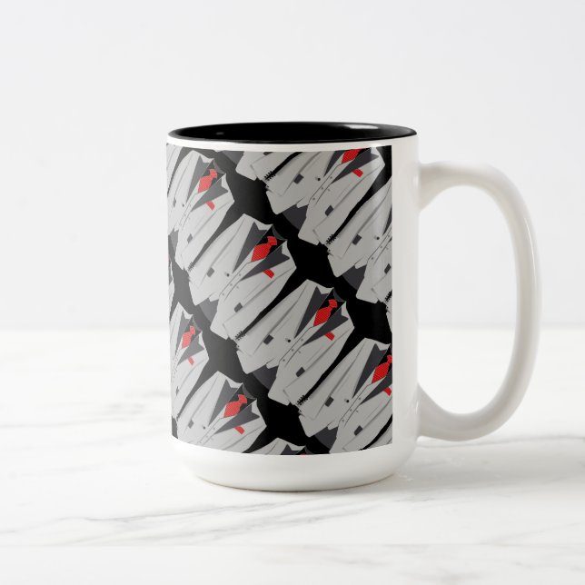 Tasse 2 Couleurs Costume gris et Cravate rouge pour hommes (Droit)