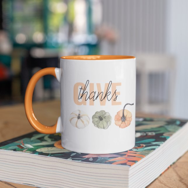 Tasse 2 Couleurs Cosy Pastel Donner Merci et Citrouille (Créateur téléchargé)