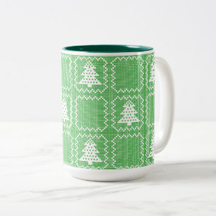 Tasse 2 Couleurs Cosy sapin de Noël affreux pull à damiers motif