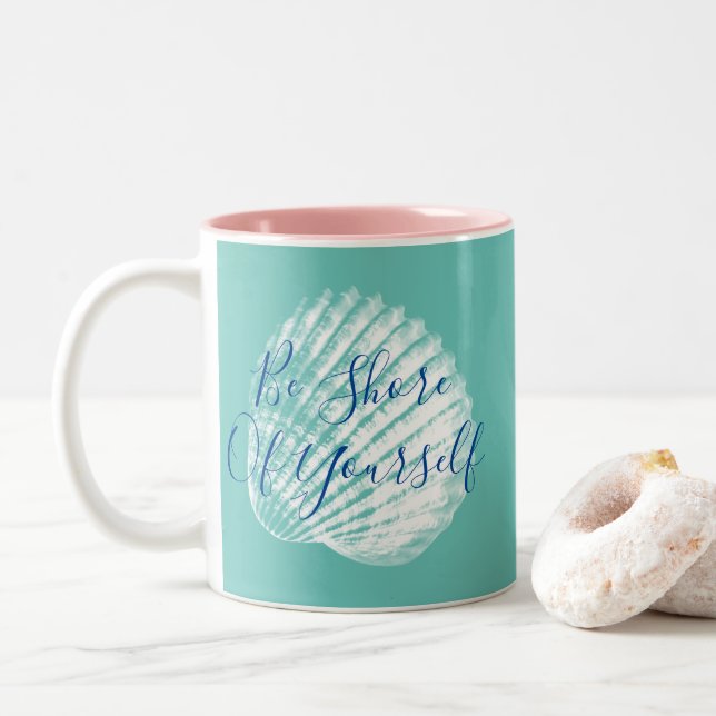 Tasse 2 Couleurs Côtier Sois Côté de Toi Coquillage Blanc (Avec donut)