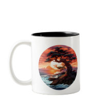 Coucher de soleil de Bonsai sur l'océan