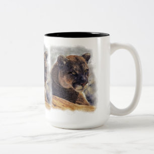Tasse 2 Couleurs Cougar Mountain Lion Big Cat Art Design