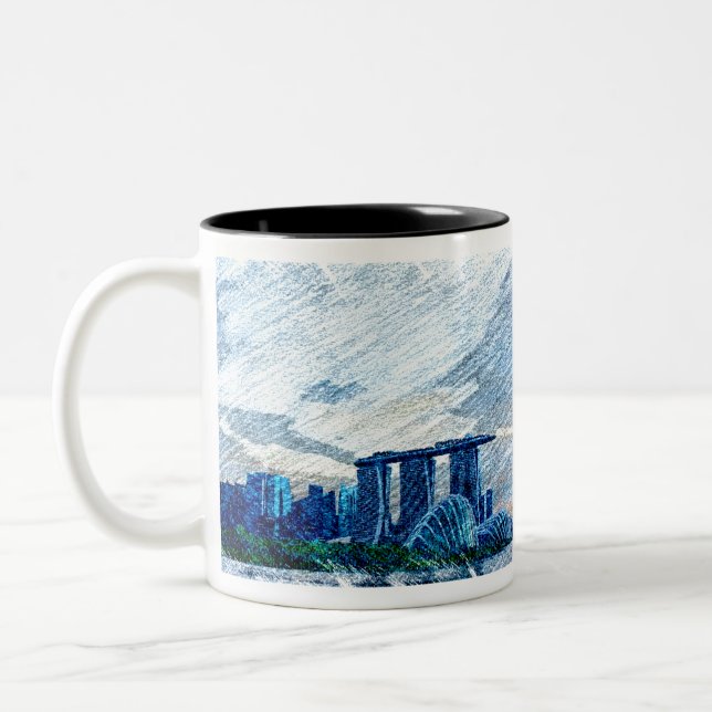 Tasse 2 Couleurs Couleur des vues de Singapour (Gauche)